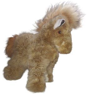 Peruvian Link 100% Baby Alpaca Soft Fur Horse Tan Pony Stuffed Plush 10 Inch Toy
